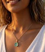 Fashion gold plated anti tarnish floral pendant necklace with faux pearl for women & girls stylish fashion jewellery