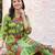 Green printed cotton kurta trouser set