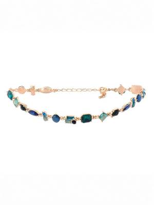 Fashion gold plated anti tarnish multicolor crystal tennis necklace for women & girls stylish fashion jewellery 3