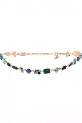 Fashion gold plated anti tarnish multicolor crystal tennis necklace for women & girls stylish fashion jewellery