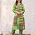 Green printed cotton kurta trouser set
