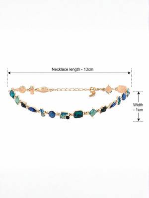 Fashion gold plated anti tarnish multicolor crystal tennis necklace for women & girls stylish fashion jewellery 4