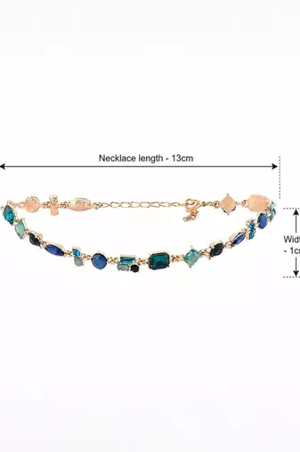 Fashion gold plated anti tarnish multicolor crystal tennis necklace for women & girls stylish fashion jewellery
