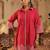 Pink embroidered cotton kurta trouser set