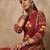 Red printed cotton kurta trouser set