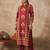 Red printed cotton kurta trouser set