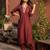 Brown printed silk kurta trouser set