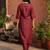 Brown printed silk kurta trouser set