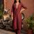 Brown printed silk kurta trouser set