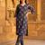 Teal printed cotton kurta trouser set