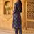 Teal printed cotton kurta trouser set