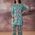 Green printed cotton kurta trouser set