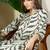 Off white printed viscose rayon kurta trouser set