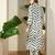 Off white printed viscose rayon kurta trouser set