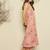 Pink printed cotton kurta trouser set