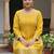 Mustard embroidered cotton kurta trouser set
