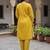 Mustard embroidered cotton kurta trouser set