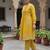 Mustard embroidered cotton kurta trouser set