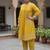 Mustard embroidered cotton kurta trouser set