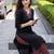 Black printed cotton kurta trouser set