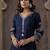 Navy blue embroidered silk kurta trouser set