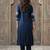 Navy blue embroidered silk kurta trouser set