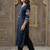 Navy blue embroidered silk kurta trouser set
