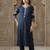 Navy blue embroidered silk kurta trouser set
