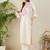Off white printed cotton kurta trouser set