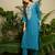 Blue embroidered viscose rayon kurta trouser set