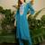 Blue embroidered viscose rayon kurta trouser set