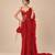 Red embroidered sheer corset saree set with potli bag