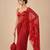 Red embroidered sheer corset saree set with potli bag