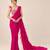 Hot pink crepe and net ruffle saree set