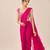 Hot pink crepe and net ruffle saree set