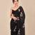 Black crepe embroidered saree set