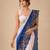 Lilac and navy blue ombre embroidered saree with roughed blouse