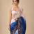 Lilac and navy blue ombre embroidered saree with roughed blouse
