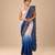 Lilac and navy blue ombre embroidered saree with roughed blouse