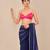 Navy blue embroidered saree with hot pink blouse