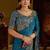 Rama colour satin silk saree with heavy embroidery work blouse