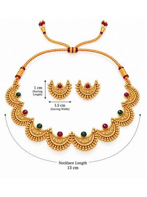 gold-plated multicolour stone choker necklace set with earrings 5