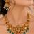gold-plated temple necklace set with goddess lakshmi design and jhumka earrings