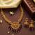 gold-plated stone necklace set with statement pendant and jhumka earrings