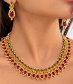 gold-plated stone necklace set with earrings