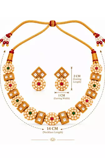 gold-plated kundan pearl choker necklace set with earrings
