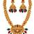gold-plated stone necklace set with statement pendant and jhumka earrings