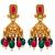 gold-plated stone necklace set with statement pendant and jhumka earrings