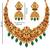 gold-plated temple necklace set with goddess lakshmi design and jhumka earrings