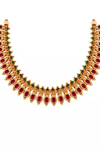 gold-plated stone necklace set with earrings